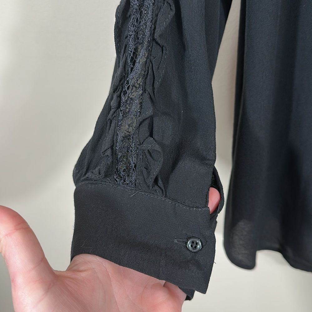 Fiorella Rubino Black Longsleeve Mesh Detail Evening Top Viscose Women Size 10 - Picture 4 of 10